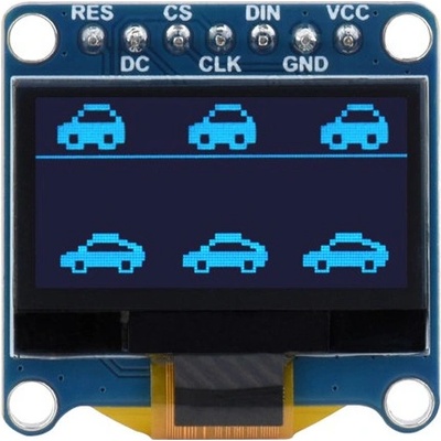 Waveshare 0.96" OLED displej (modrá), 128×64, bez dotyku, SPI, I2C
