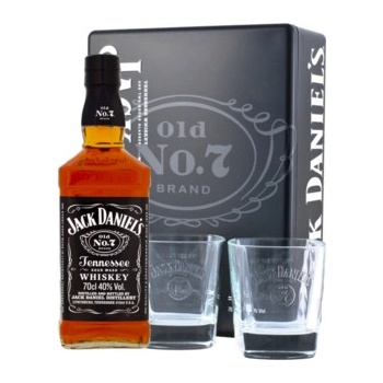 Jack Daniel's plech 40% 0,7 l (dárkové balení 2 sklenice)