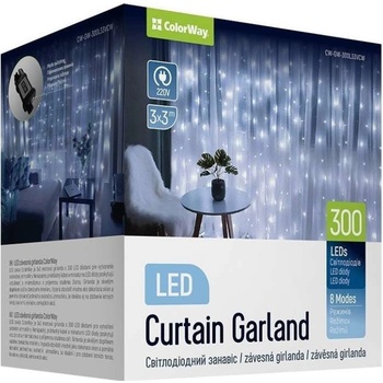 ColorWay CW-GW-300L33VCW LED girlanda 300× LED Studená biela Dĺžka 3 × 3 m