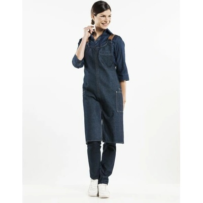 Chaud Devant Kuchářská zástěra s náprsenkou Forene Cross Blue Denim Blue