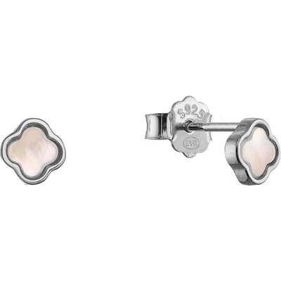 Evolution Group stříbrné náušnice čtyřlístky s růžovou perletí 11709.3
