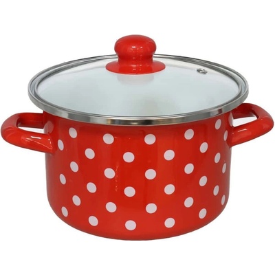 GERIMPORT Hrnec s pokličkou 18 cm 2,0 l červený s bílými puntíky