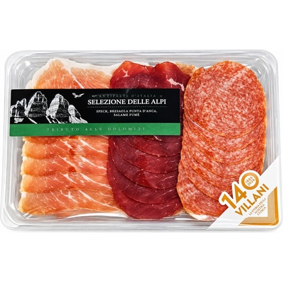 Villani selezione delle alpi italské uzeninové antipasti 3 druhy 140 g