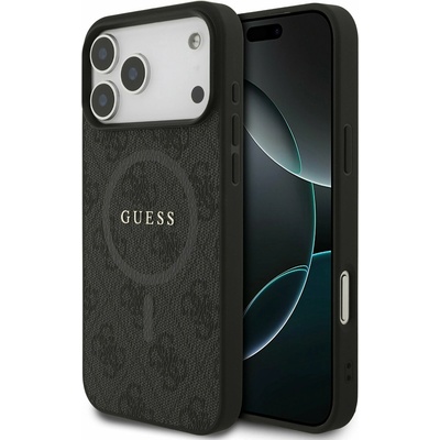 GUESS PU Leather 4G Colored Ring MagSafe Задний калъф за iPhone 17 Pro Max Black Guess | Cheren | МЪЖЕ | UNI
