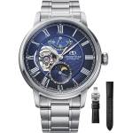 Orient Star RE-BT0006L - Автоматичен, Луна Фаза, Полускелетен, Син Циферблат, 50ч Резерв, Стомана и Кожа Часовници