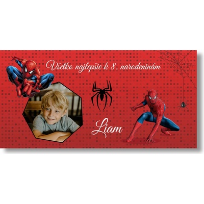 Personal Narodeninový banner s fotkou - Spiderman Rozmer banner: 130 x 65 cm
