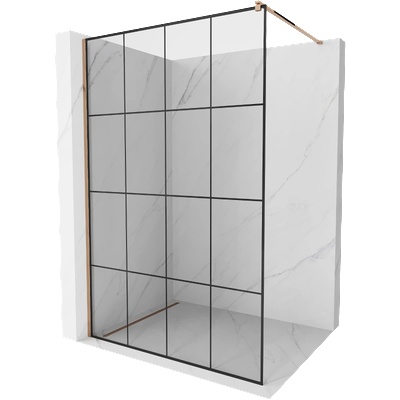 Mexen Kioto душ екран Walk-in 130 x 200 cm, черна решетка 8 мм, розово злато (800-130-101-60-77)