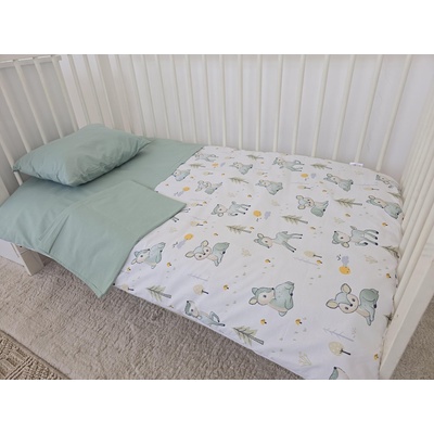 Babyhome Бебешки спален комплект от 3 части 60/120 см. Цвят ЗЕЛЕНИ РАЧЕТА (yuar102)