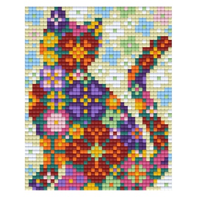 Bright Toys Мозайка с пиксели Bright Toys, 40x50 пиксела - Цветна котка (BT50013-FlowerCat)