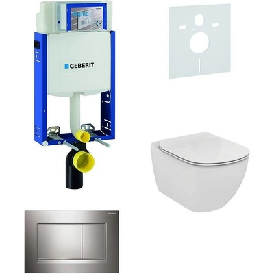 Geberit Kombifix WC Ideal Standard Tesi + Tlačítko Sigma30 lesklý/matný/lesklý chrom + Sedátko 110.302.00.5 NF6