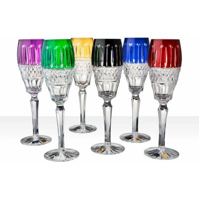 Glamour Crystal barevných sklenic na šampus 6 x 180 ml