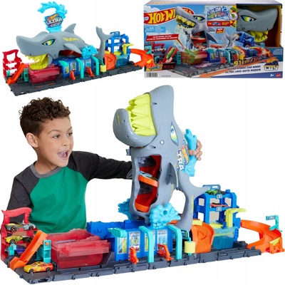 Mattel Hot Wheels City color reveal autoumývačka so žralokom HTN82