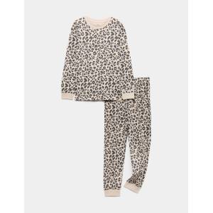 Marks & Spencer Пижама с леопардов печат от чист памук (12 месеца - 16 години) Marks & Spencer кремав Marks & Spencer | Bezhov | Момичешки | 7-8 години