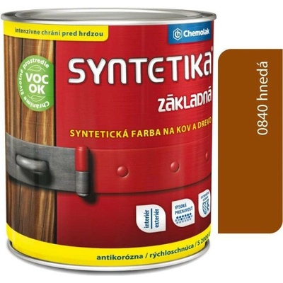 Chemolak SYNTETIKA S 2000 U základní syntetická matná barva na kov a dřevo 0,6 l 0840 Hnědá