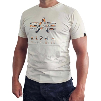 Alpha Industries tričko pánske Camo PP T jet stream white béžové
