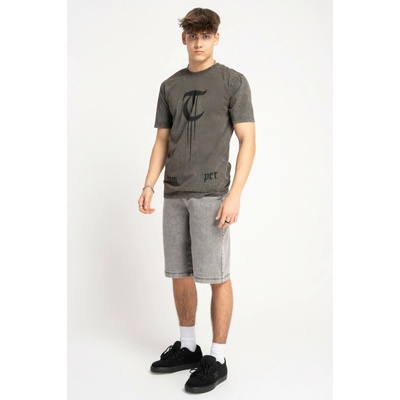 Reporter Young Chlapecké šedé džínové kraťasy s módním prošíváním šedá