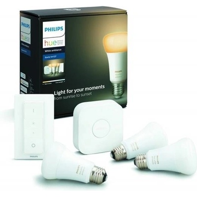 Philips Chytrá žiarovka Hue Bluetooth LED White Ambiance základná sada LED žiarovka 3xE27 A19 9.5W 806lm 2200K-6500K + bri