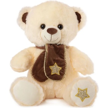 Амек Тойс Плюшена играчка Амек Тойс - Мече екрю с кафяв шал, 30 cm (070193-1)