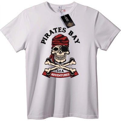 NOONEBRAND Тениска Пиратски Skull Приключения - L, White