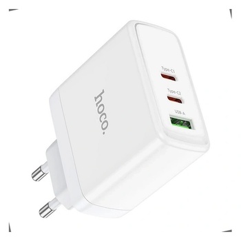 hoco. Зарядно устройство Hoco n30 usb+2 type-c socket, 65w, gan, pd fast charger 3.0, бяло (N30 WHITE)