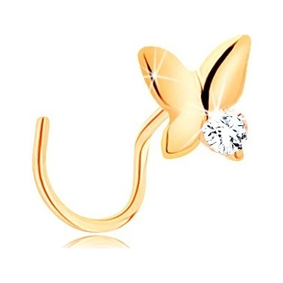 Šperky eshop piercing do nosu ve žlutém zlatě malý motýl s čirým zirkonem GG141.08