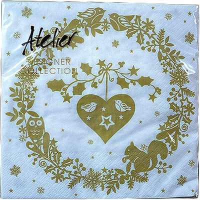 Atelier servítky Happy winter gold 33x33cm 20ks