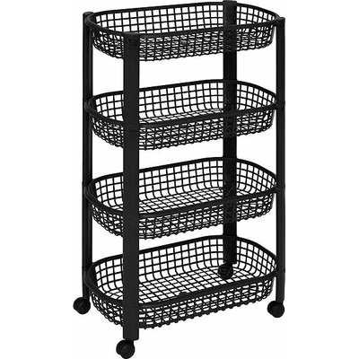 5five Simply Smart Basket Kuchyňský vozík na kolečkách plastový 46 5 × 25 5 × 79 cm černý – Zboží Dáma