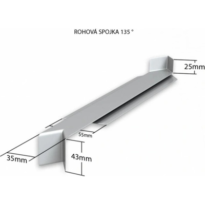 DEOKORK Hliníková R - spojka 135° NOS 40 x 380 mm - Nástřik (RAL) na přání zákazníka