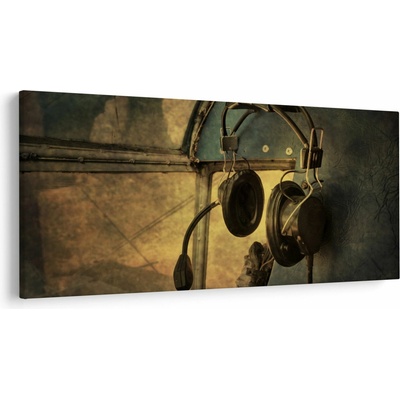 Obraz - Vintage letecké slúchadlá, jednodielne 200x100 cm