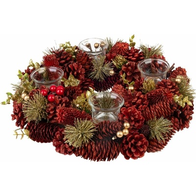 MagicHome Veniec červený adventný 37 x 9 cm