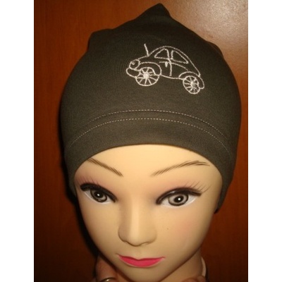 Betty Mode jarní/podzimní čepice khaki autíčko