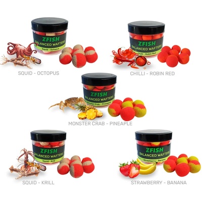 Zfish Vyvážené Boilies Balanced Wafters 20g 8mm Strawberry Banana