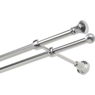 OK-GarnýžeCZ Garnýž kovová dvouřadá 19mm Koloseo nerez 150 cm do stěny / na tunýlek - bez kroužků