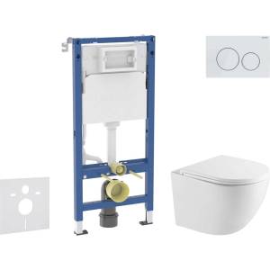 Geberit Duofix - Комплект за монтаж пред стена, тоалетна Oudee и седалка със система „softclose, бутон Delta20, алпийско бяло SANI11CA31104 (SANI11CA31104)