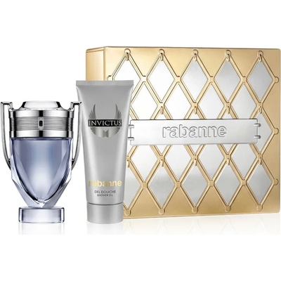 Paco Rabanne Invictus комплект за мъже Eau de Toilette 100 ml + Душ гел 100 ml опция Golden and Metallic Cover