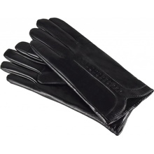 Semiline women leather antebacterial gloves P8206 black