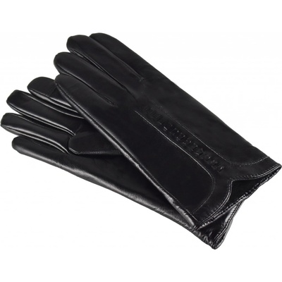 Semiline women leather antebacterial gloves P8206 black