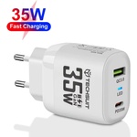 Techsuit Зарядно устройство Priza GaN, USB, Type-C, 35W - (CHPD174) - Бяло
