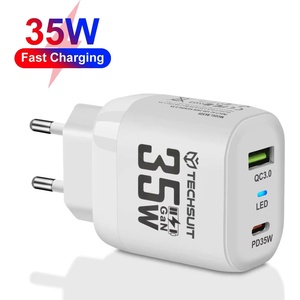 Techsuit Зарядно устройство Priza GaN, USB, Type-C, 35W - (CHPD174) - Бяло