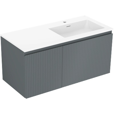 Mexen Rivel шкаф за баня 100 см с мивка Otis дясна, 1S, 1D, оребрен, графит/бял мат (91A23-10047-3-BBFF66-W18P01)