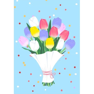 GloryArt Поздравителна картичка GloryArt - Букет с лалета (CGGC088)