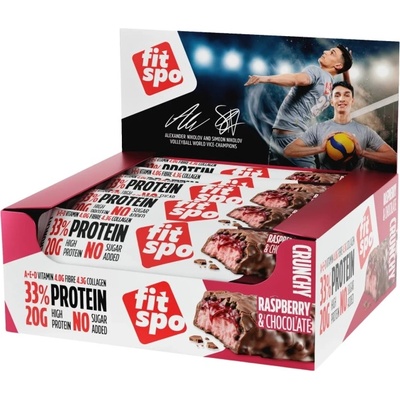 FIT SPO Crunchy | Protein Bar [12 x 60 грама] Шоколад с малина