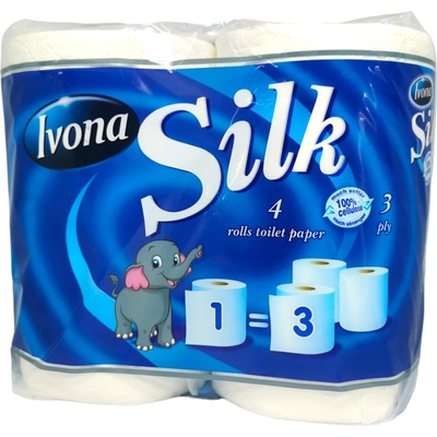 Silk тоалетна хартия, Бяла, Без аромат, 3 пласта, 4х 150гр