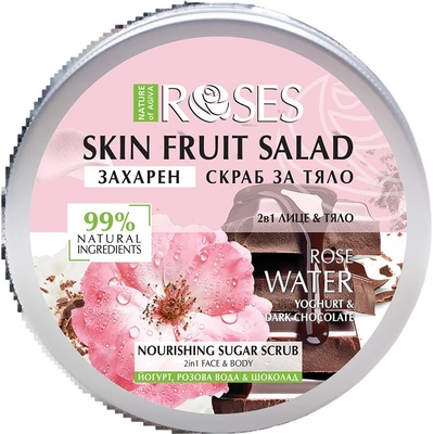 Nature of Agiva 2v1 cukrový peeling jogurt ružová voda a čokoláda 200 ml