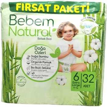 BEBEM бебешки пелени, Natural, Номер 6, 15+, 32 броя