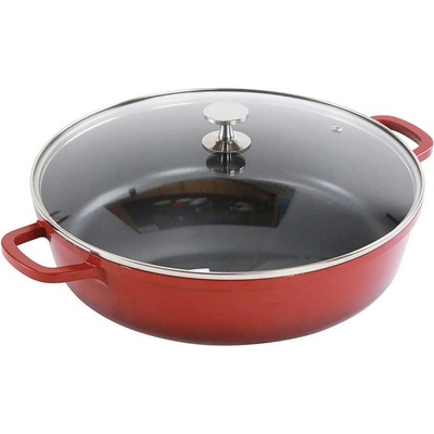 Contacto pánev kulatá se skleněnou poklicí AluChef 32 cm / červená