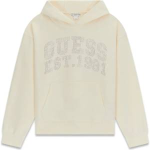 GUESS Суичър без цип за момиче с цвят сметана с кристален надпис Guess
