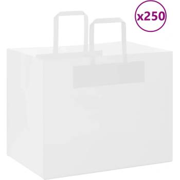 vidaXL Хартиени торбички 250 бр с дръжки бели 32x22x24 см (4101847)