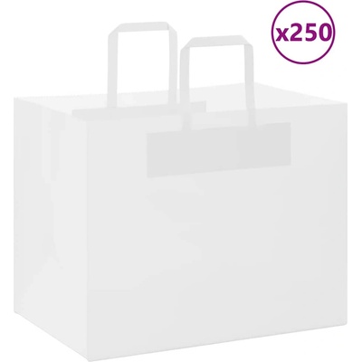 vidaXL Хартиени торбички 250 бр с дръжки бели 32x22x24 см (4101847)