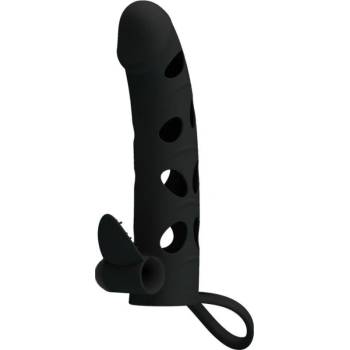 PRETTY LOVE VIBRATING SILICONE PENIS SLEEVE WITH BALL STRAPS